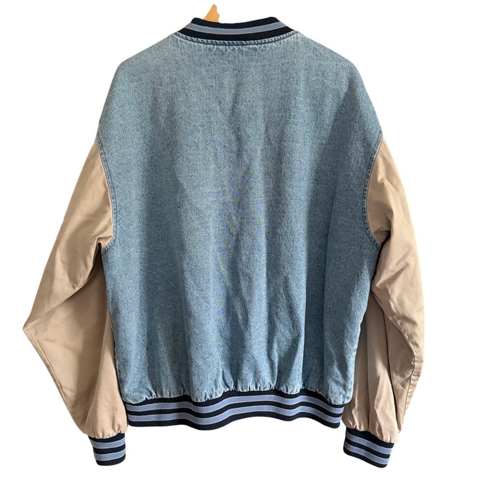 90s Vintage Port Authority Denim Varsity Jacket 1st gen Mazda Miata Donna XL - Picture 2 of 7